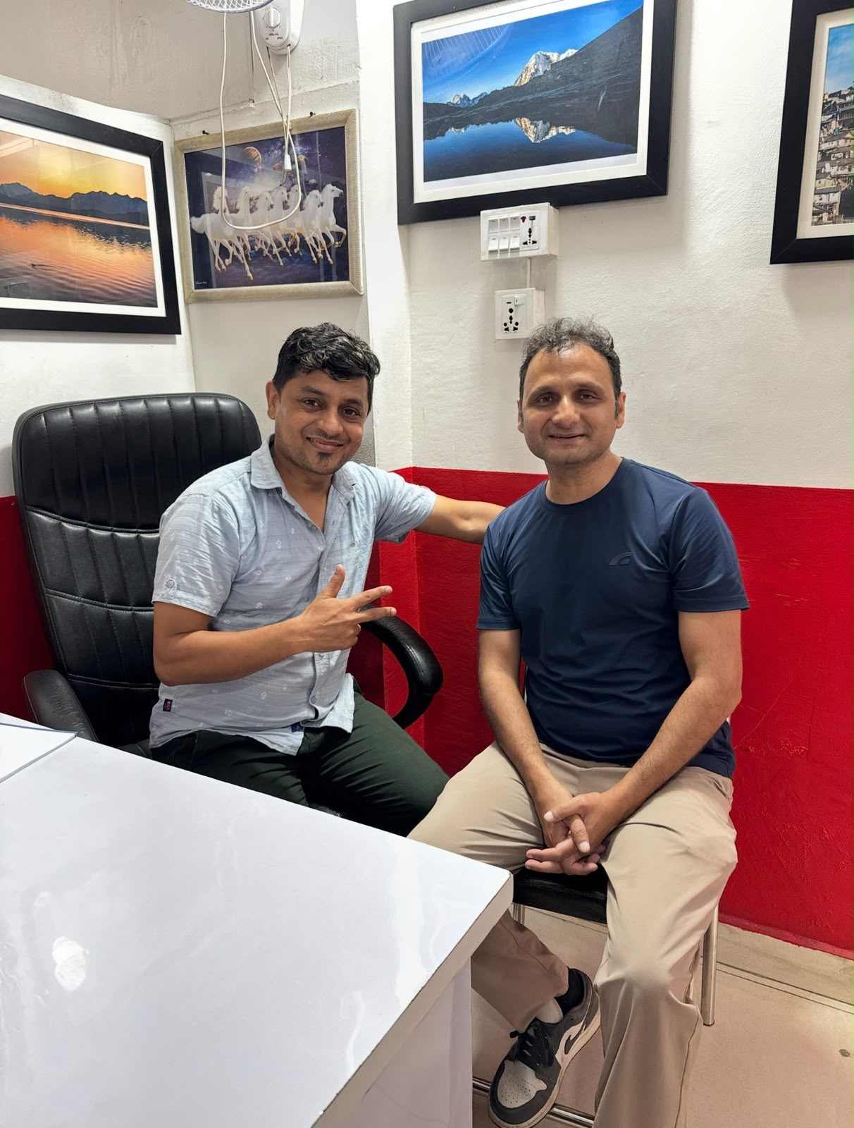 Dr. Sagar Pokherel with a guest at the clinic